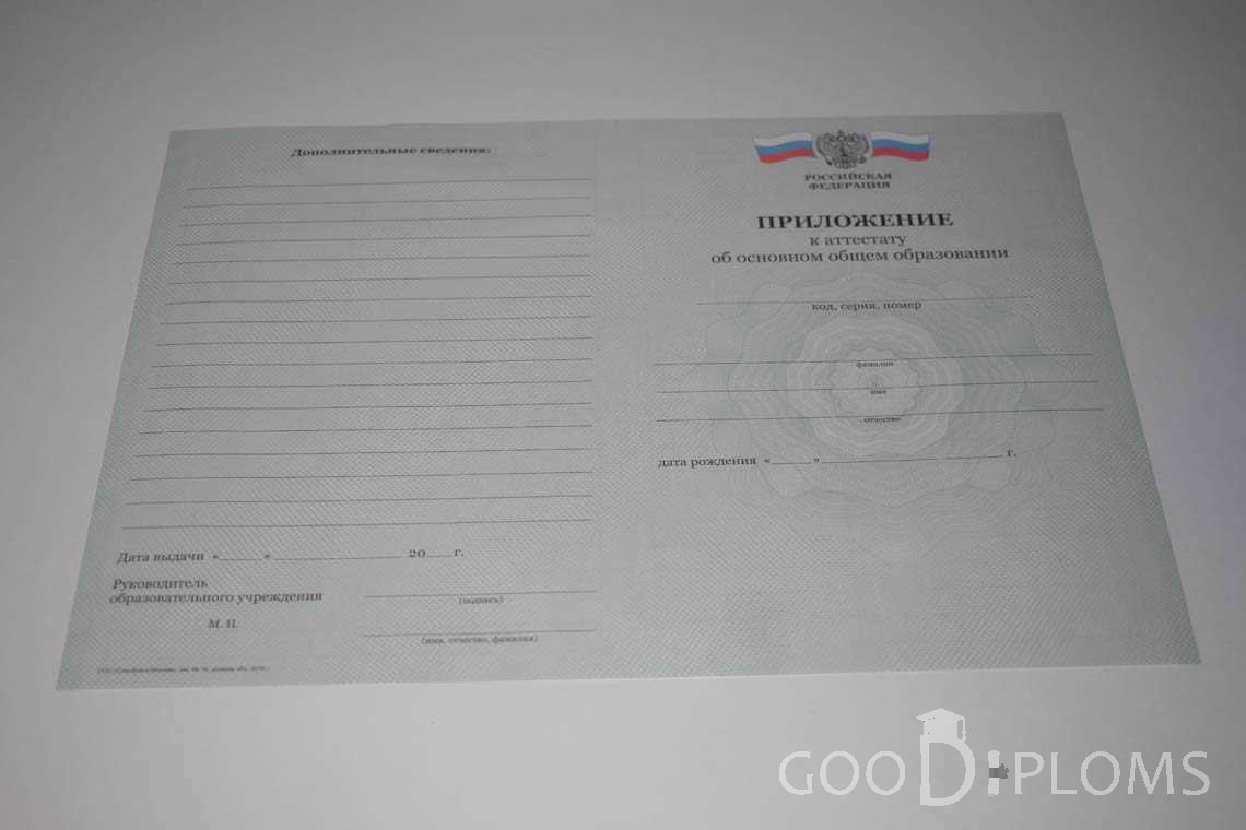 Приложение к Аттестату За 9 Класс период выдачи 2010-2013 -  Альметьевск