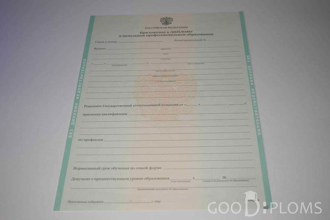 Приложение к Диплому Училища период выдачи 2011-2020  -  Альметьевск