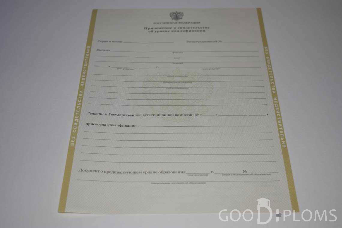 Приложение к Свидетельству об Уровне Квалификации период выдачи 2011-2020 -  Альметьевск