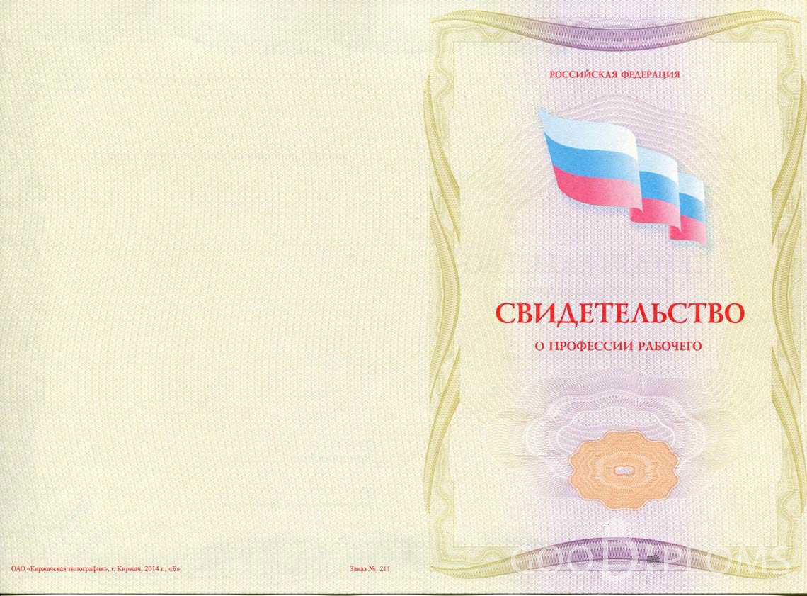 Свидетельство о Профессии Рабочего - Обратная Сторона период выдачи 1999-2020 -  Альметьевск