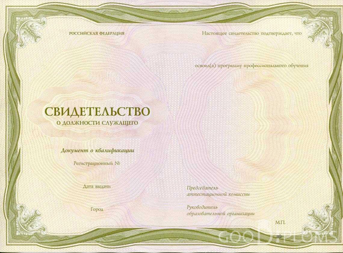 Свидетельство о Должности Служащего период выдачи 1999-2020 -  Альметьевск